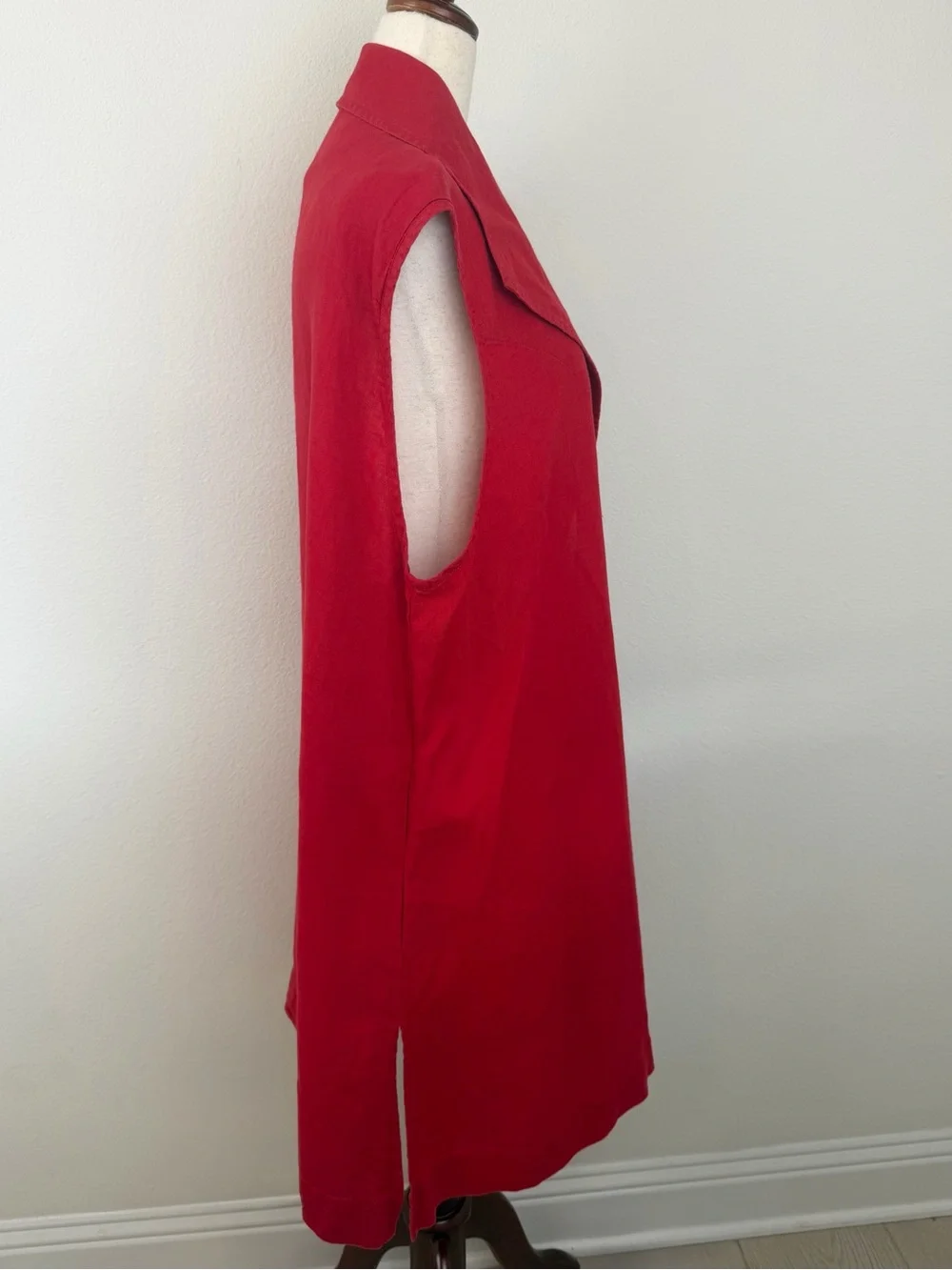FLAX Red Linen One Button Duster Vest Size Large